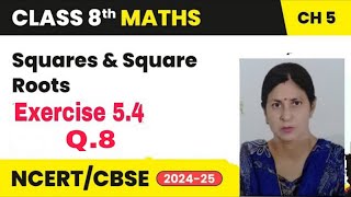 Q8  Ex 54  Squares amp Square Root  Maths Class 8th  Chapter 5 CBSE [upl. by Maryjo]