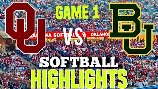 Intense Showdown 1 OU vs Baylor Softball Series Game 1  Hall of Fame Stadium Oklahoma City 2024 [upl. by Aitat]