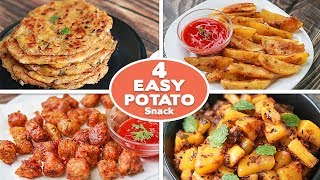 4 Easy Potato Snacks Recipes Potato Pancake Potato Wadges  Potato Fritters  Jeera Aloo  Toasted [upl. by Foote284]