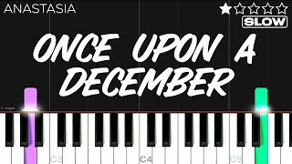 Anastasia  Once Upon A December  SLOW EASY Piano Tutorial [upl. by Jeroma]