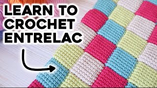 HOW TO CROCHET ENTRELAC STITCH tunisian crochet patchwork step by step crochet tutorial [upl. by Broida]