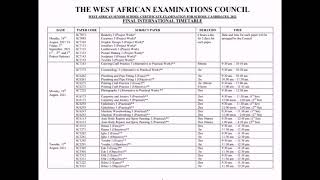 WAEC TIMETABLE [upl. by Eisus147]