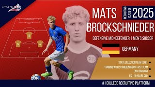 Mens Soccer  CDM Center Back  Mats Brockschnieder Germany  Practice  Recruit 2025 [upl. by Notsag]