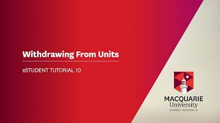 eStudent Tutorial 10  Withdrawing From Units [upl. by Yv]