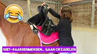 Nietpaardenmensen zadelen een paard op  LeanneAbigail [upl. by Cloe]