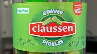 Gummy Claussen pickles candy review [upl. by Montanez774]