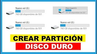 Como crear particiones en disco duro Windows 10 Sin Programas 2019 [upl. by Fleeta]