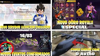 NOVO SERVIDOR AVANÇADO OURO ROYALE ESPECIAL SKIN EVOLUTIVA DE VOLTA EVENTOS NOVIDADES FREE FIRE [upl. by Nauquf]