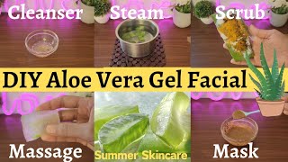 Homemade Aloe Vera Gel Facial For Clear Glowing And Spotless SkinHydrating Aloe Vera FacialSummer [upl. by Akyssej]