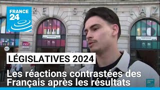 Législatives  les réactions contrastées des Français après les résultats électoraux [upl. by Ynnelg]