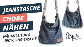 DIY Jeanstasche selber nähen  Nähanleitung quotChobequot UpcyclingTasche [upl. by Nida]