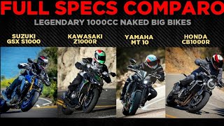 2022 Suzuki GSX S1000 vs Kawasaki Z1000R vs Yamaha MT10 vs Honda CB1000R  Full Specs Comparo 🔥 [upl. by Johns]