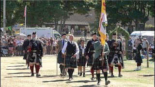 Military Guard of Honour and Invercauld Highlanders welcome new Chieftain to 2022 Ballater Games [upl. by Noffihc]