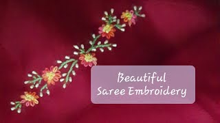 Beautiful And Easy Hand Embroidery Design For Saree [upl. by Ayak925]