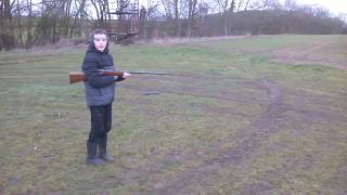 Sean Shooting 410 Webley and Scott bolt action shotgun fun dusting clays [upl. by Jeggar]