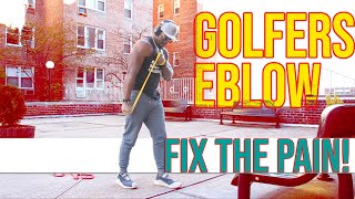 Golfers Elbow Fix The Pain  11 Resistance Band Exercises [upl. by Nahtam123]