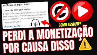 PERDI A MONETIZAÇÃO DE UM VÍDEO POR POUCOS SEGUNDOS DE UMA MÚSICA COM DIREITOS AUTORAIS [upl. by Dranik276]