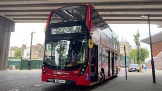 FRV Stagecoach London Route 472 North Greenwich  Abbey Wood Enviro400 MMC Hybrid 12402 YX66 WAU [upl. by Nitsirhc913]