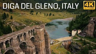 Gleno Dam a collapsed dam in the italian Alps  aerial 4k drone video [upl. by Lauretta]