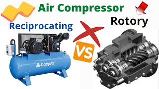 Reciprocating Vs Rotory Air Compressor  Difference between Reciprocating and Rotory Compressor [upl. by Whiffen924]