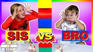 Twin Telepathy SLIME Challenge Sis VS Bro  Thumbs Up Family [upl. by Maidy]