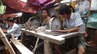 Myanmar  Burma  2013 Mandalay Jade  Market amp Jade  Process Shan State [upl. by Anawaj968]