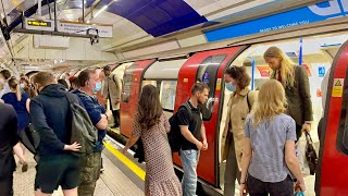 Northern Line Train at Moorgate Station 4 August 2021 4K HDR [upl. by Iot]