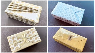 4 Easy Gift Wraps for Christmas  DIY Gift Packing Idea  Rectangle Box Gift Wrap giftwrapping [upl. by Giffard843]