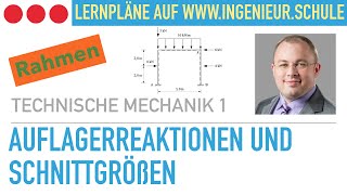 Auflagerreaktionen und Schnittgrößenberechnung am Rahmensystem – Technische Mechanik 1 [upl. by Ettebab]