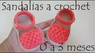 Sandalias para bebe a crochet en punto garbanzo  0 a 3 meses [upl. by Haila]