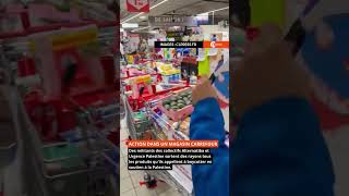 Action pour la Palestine dans un supermarché Carrefour [upl. by Biddy]