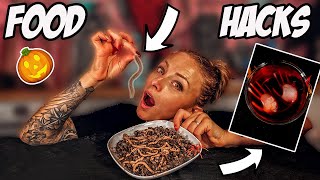 JE TESTE DES FOOD HACKS HALLOWEEN  et ça donne pas vraiment faim [upl. by Norek]