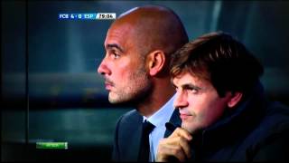 Messi hugs Pep guardiola after his 50th goal in la liga penalty HD [upl. by Trabue]