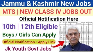 JampK MTS 10th Pass Govt Jobs Out 2024  JampK All District Jobs 2024  JampK New Jobs Recruitment 2024 [upl. by Woodhead]