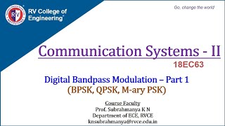 Communication Systems  II Digital Bandpass Modulation  Part 1 BPSK QPSKMary PSK [upl. by Lida]