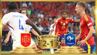 España 2  1 Francia ⭐ EUROCOPA  NARRACIÓN LATINOAMÉRICA  CC BY 30 en vivo [upl. by Ailak]