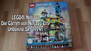 Unboxing LEGO Ninjago  Die Gärten von Ninjago City Set 71741 [upl. by Kcaz]