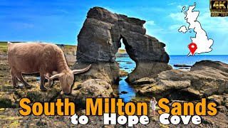 South Milton Sands  Thurlestone Rock  Hope Cove  Mouthwell Sands  Drone views  Devon [upl. by Ynnaffit351]