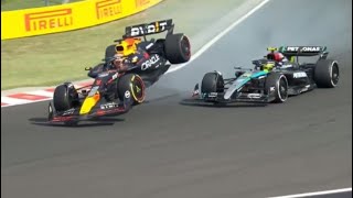 Lewis Hamilton and Max Verstappen crash Hungary [upl. by Susie]