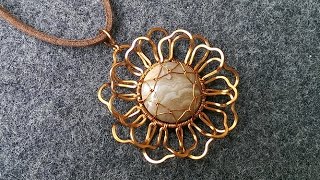 Copper wire flower pendant  handmade jewelry design 115 [upl. by Tohcnarf347]