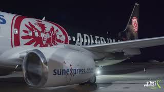 SunExpress in SGE Eintracht Frankfurt Lackierung zu Gast  1810  Flughafen Erfurt Weimar [upl. by Ozzie]