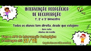 Fique ligado INTERVENÇÃO PEDAGÓGICA 2020 [upl. by Aihtibat]