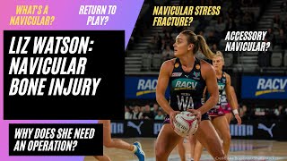 Netball  Australian Diamonds Liz Watson Injury Navicular stress fracture OR Accessory Navicular [upl. by Mckee173]