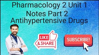 Pharmacology 2  Unit 1 Notes  Antihypertensive Drugs bpharma bpharmonlinelectures bpharmacy [upl. by Anthe]