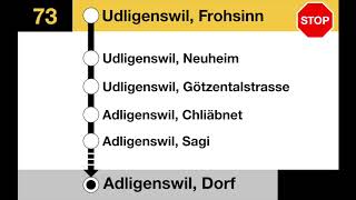 PostAuto Ansagen  73 RotkreuzAdligenswilLuzern Teilstrecke RKAdligenswil [upl. by Mortensen]