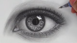 How to Draw Hyper Realistic Eyes  Step by Step [upl. by Alemat]