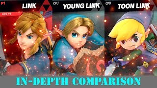 Link vs Young Link vs Toon Link InDepth Comparison Super Smash Bros Ultimate [upl. by Waddle]