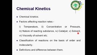 TYBScPhysical ChemistryChemical Kinetics Part1 ProfDrNikumbh AB [upl. by Pepper]