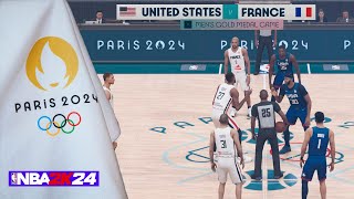 USA vs France  Olympics 2024 Basketball  Gold Game  NBA 2K24 [upl. by Ecnahc]