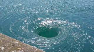 Real large vortex  whirlpool at SaintMalo Barrage de la Rance [upl. by Onateyac85]